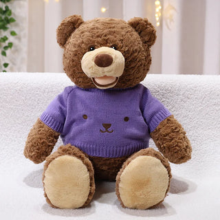 Smiley Face Sweater Teddy Bear Purple Plushie Depot