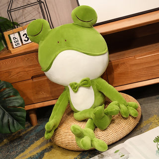 Sleepy Green Frog Plushie Plushie Depot