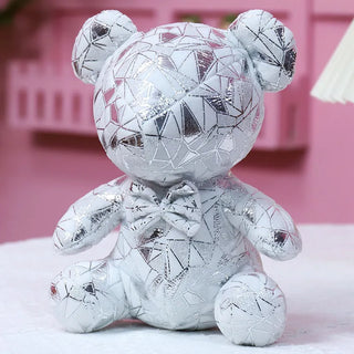 Abstract Geometrical Shiny Bunny & Teddy Plushie bear-silver Plushie Depot