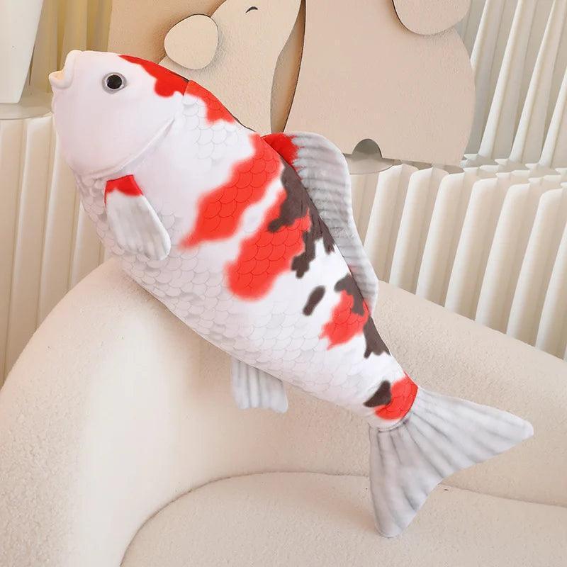 Giant White and Red Koi Fish Plush Toy Plushie Depot
