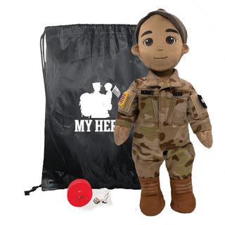 My Hero™ Army Soldier Daddy Doll | Custom Recordable Plush Female Tan Brown