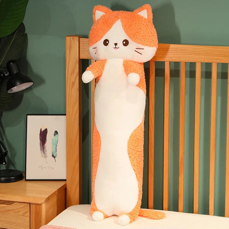 Catnip the Long Cat Plush Pillow Orange Stuffed Animals - Plushie Depot