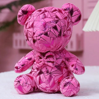 Abstract Geometrical Shiny Bunny & Teddy Plushie bear-rose Red Plushie Depot