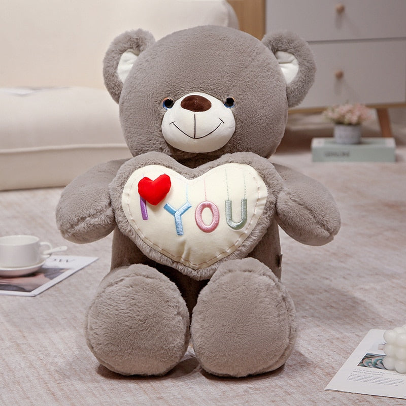 Big Heart I love You Teddy Gray Stuffed Animals - Plushie Depot