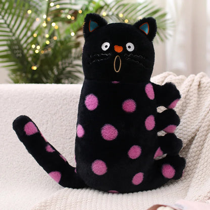 Polka Dot Kitty Cat Plush Toy GRAY 15" Stuffed Animals - Plushie Depot
