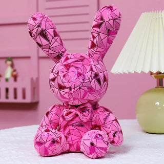 Abstract Geometrical Shiny Bunny & Teddy Plushie bunny-rose Red Plushie Depot