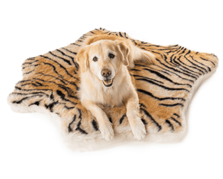 PupRug™ Animal Print Memory Foam Dog Bed - Tiger Faux Print | Plushie Depot