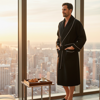 Premium Waffle Piping Robe for Men