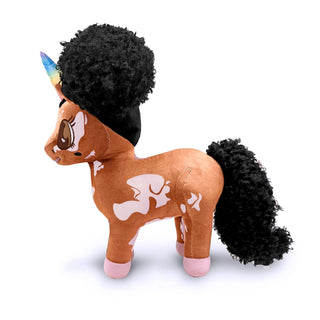 Malaysia, Vitiligo Unicorn Plush Toy with Afro Puffs - 15 inch | Plushie Depot