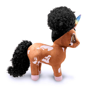 Malaysia, Vitiligo Unicorn Plush Toy with Afro Puffs - 15 inch | Plushie Depot