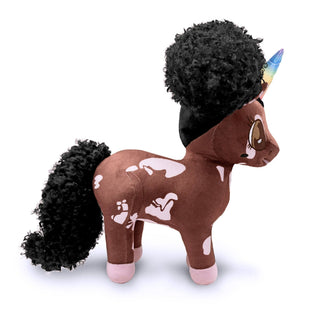 Tianca, Vitiligo Unicorn Plush Toy with Afro Puffs - 15 inch | Plushie Depot