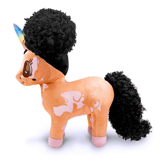 Brooklyn, Vitiligo Unicorn Plush Toy with Afro Puffs - 15 inch | Plushie Depot