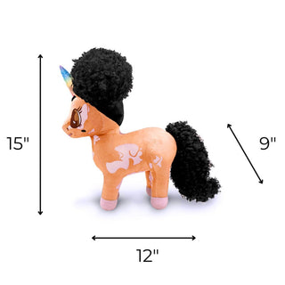 Brooklyn, Vitiligo Unicorn Plush Toy with Afro Puffs - 15 inch | Plushie Depot