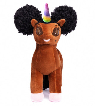 Zhuri Unicorn Plush Toy with Afro Puffs - 12 inch | Plushie Depot