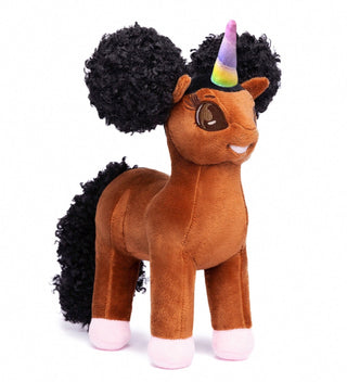 Zhuri Unicorn Plush Toy with Afro Puffs - 12 inch | Plushie Depot