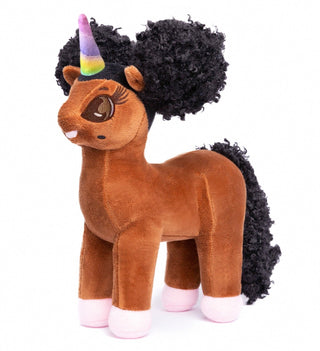 Zhuri Unicorn Plush Toy with Afro Puffs - 12 inch | Plushie Depot