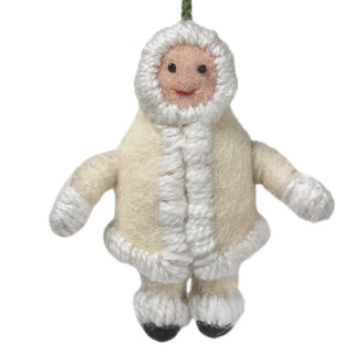 Handmade Felt Snowsuit Gal Christmas Ornament - in Cream - Plushie Depot