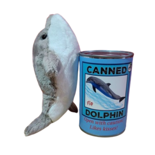 Canned Gifts - Flip the Canned Dolphin - Eco-Friendly Recycled Plush Gift Plushie Depot