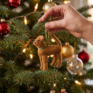 Décoration de Noël en laine d'alpaga tricotée à la main - Chat abyssin