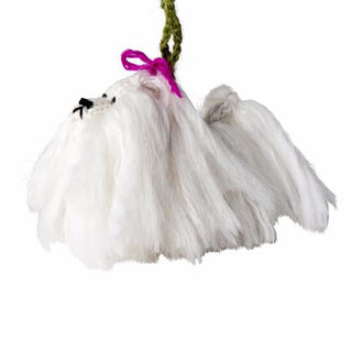 Hand Knit Alpaca Wool Christmas Ornament - Maltese Dog - Plushie Depot