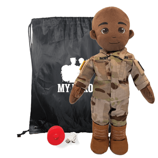 My Hero™ Army Soldier Daddy Doll | Custom Recordable Plush Male Dark Bald