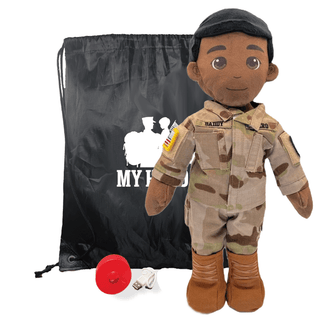 My Hero™ Army Soldier Daddy Doll | Custom Recordable Plush Male Dark Black