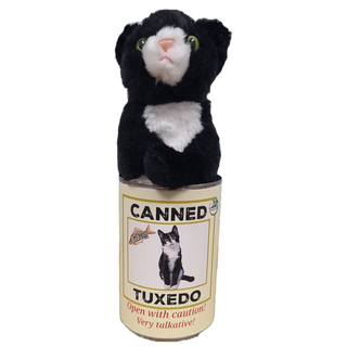 Canned Gifts - Canned Tuxedo - Rescue Cat - Eco-Friendly and Recycled Plushie Depot