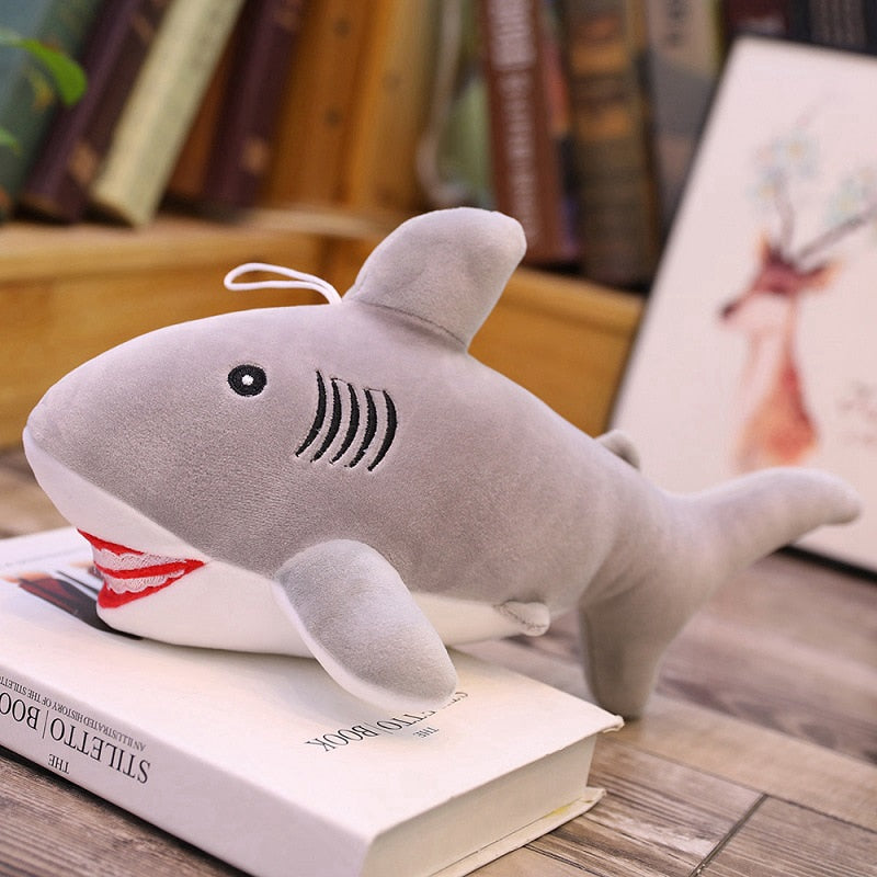 Tiny the Shark Plushie 12" Gray Stuffed Animals Plushie Depot