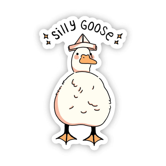 Silly goose animal pun with hat sticker Sticker - Plushie Depot