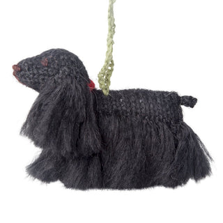 Hand Knit Alpaca Wool Christmas Ornament - Black Cocker Spaniel Dog Plushie Depot