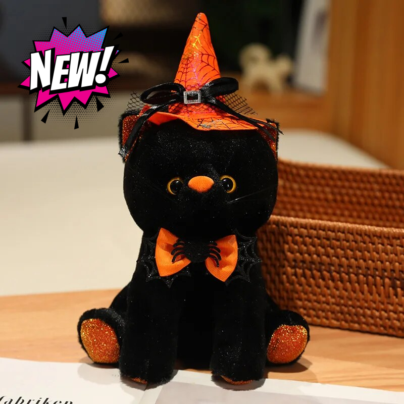 Halloween Witchy Kitty Cat Plushie Black 11" Stuffed Animals - Plushie Depot