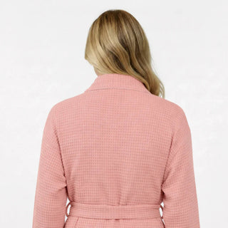 Peignoir kimono gaufré longueur genou pour femme