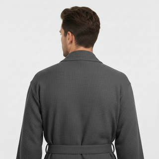Waffle Spa Bathrobe for Men - Absorbent, Lightweight