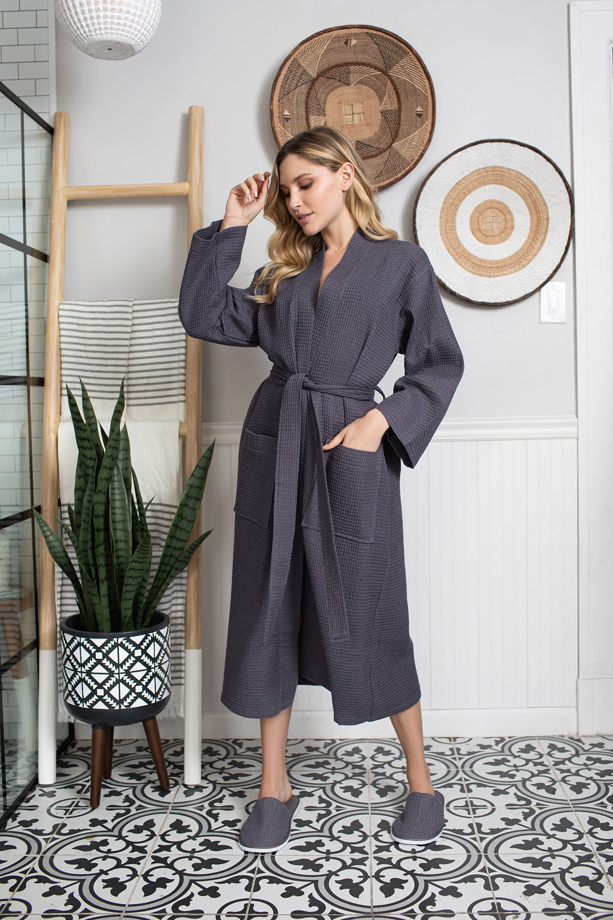 Lightweight Cotton Waffle Robe for Women Robes - Plushie Depot