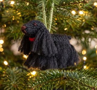 Décoration de Noël en laine d'alpaga tricotée à la main - Chien Cocker Spaniel noir