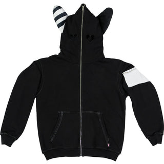 Plush Ear Bunny Hoodie – Black