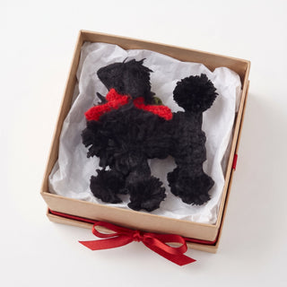 Black Poodle Dog Hand Knit Christmas Ornament