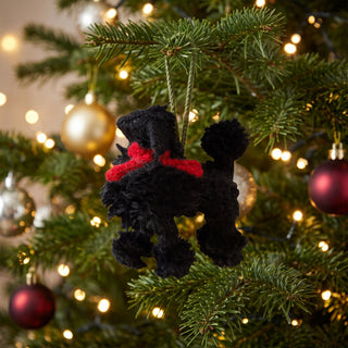 Black Poodle Dog Hand Knit Christmas Ornament