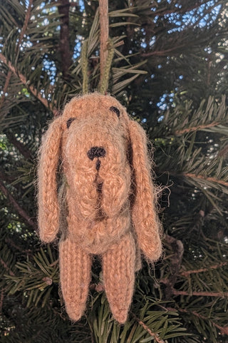 Bloodhound Dog Hand Knit Christmas Ornament