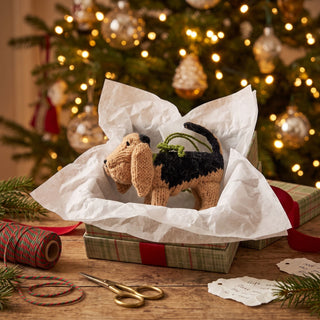Bloodhound Dog Hand Knit Christmas Ornament