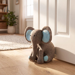 Blue Elephant Door Stop Hand Felted Wool