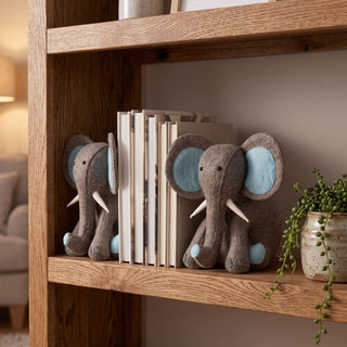 Blue Elephant Door Stop Hand Felted Wool
