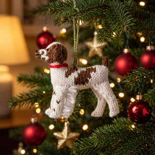 Décoration de Noël en laine d'alpaga tricotée à la main - Chien épagneul breton