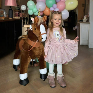 Poney à enfourcher modèle U, 4 à 8 ans, marron