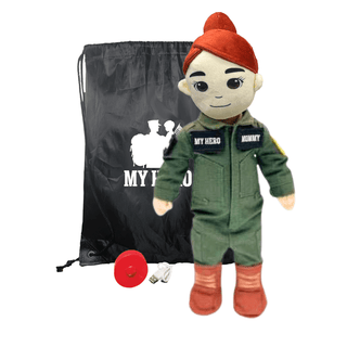 Pilot Daddy Doll | Military Doll in Flight Suit | Recordable Female Fair Red