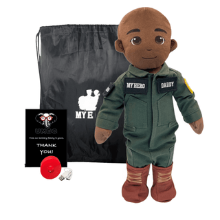 Pilot Daddy Doll | Military Doll in Flight Suit | Recordable Male Dark Bald