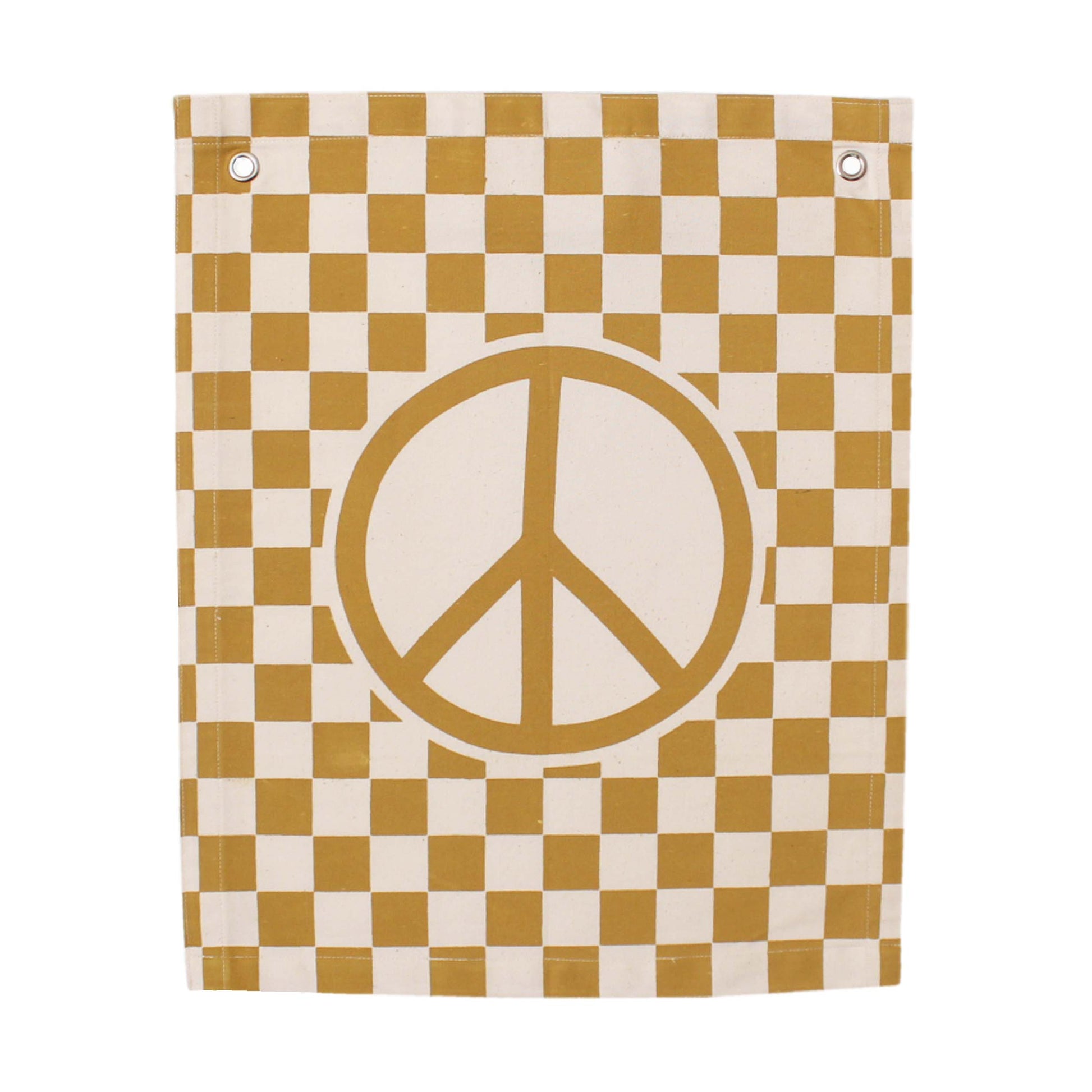 checkered peace sign banner Wall Hanging - Plushie Depot