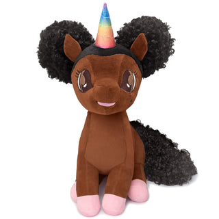 Chloe Unicorn Plush Toy with Afro Puffs - 15 inch | Plushie Depot