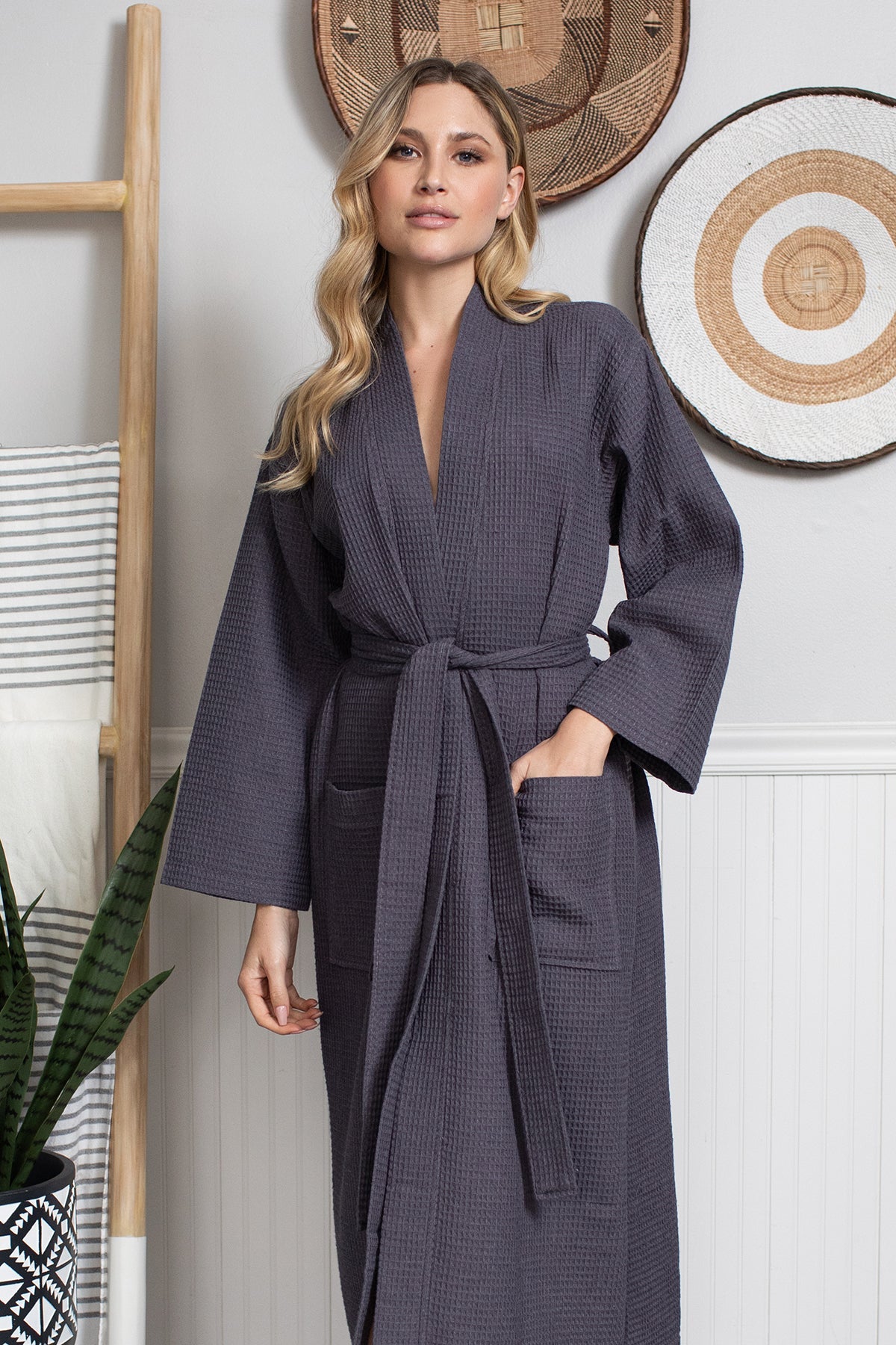 Lightweight Cotton Waffle Robe for Women Robes - Plushie Depot