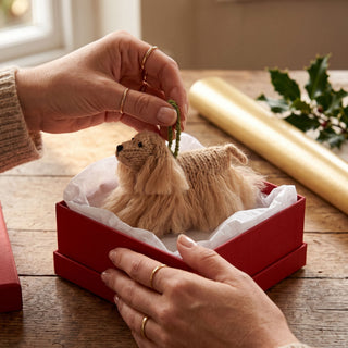 Décoration de Noël en laine d'alpaga tricotée à la main - Chien Cocker Spaniel